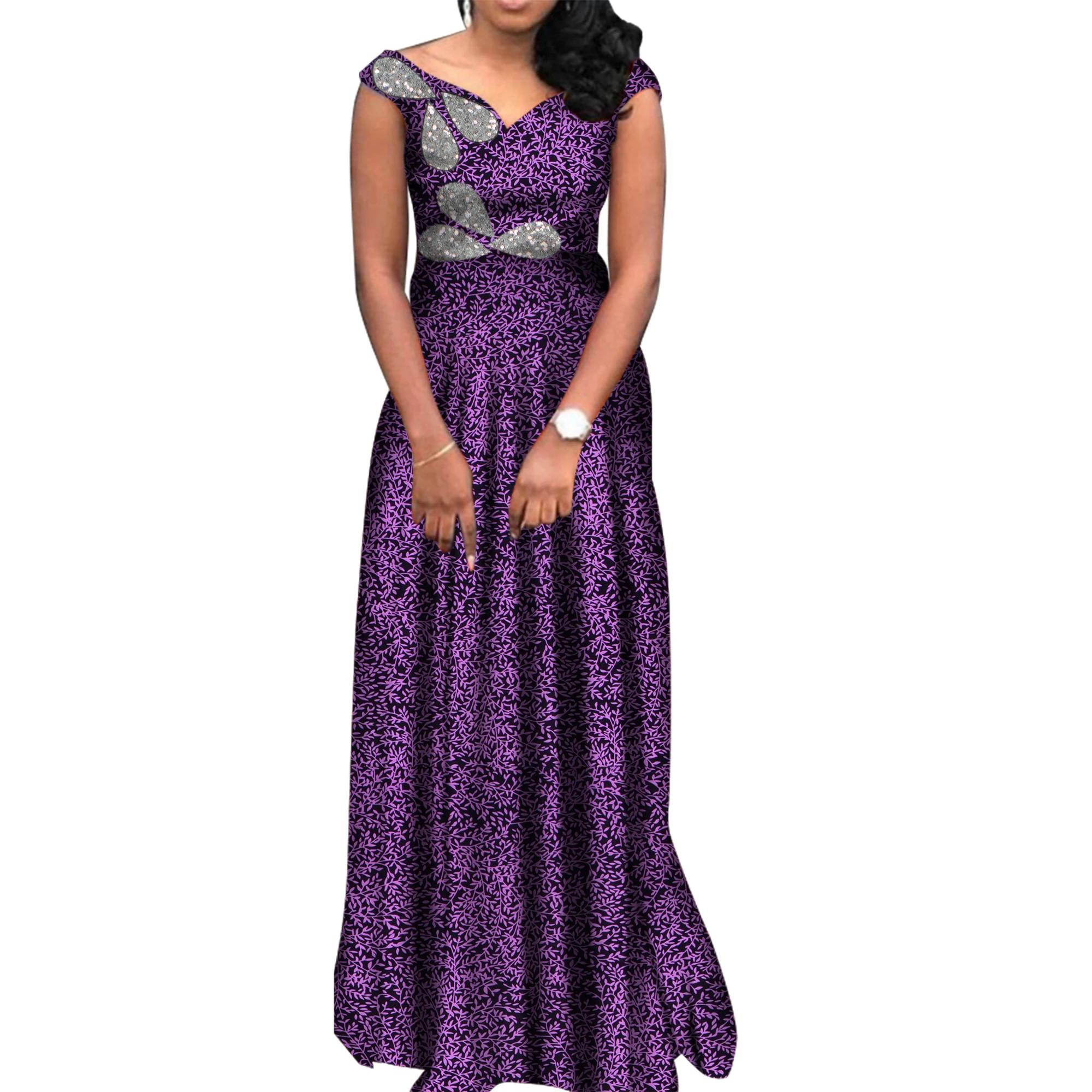 Women African Print Dresses Elegant Cotton Long Maxi Dress for Wedding Party Women African Clothes Ball Gown 4XL 5XL WY4492