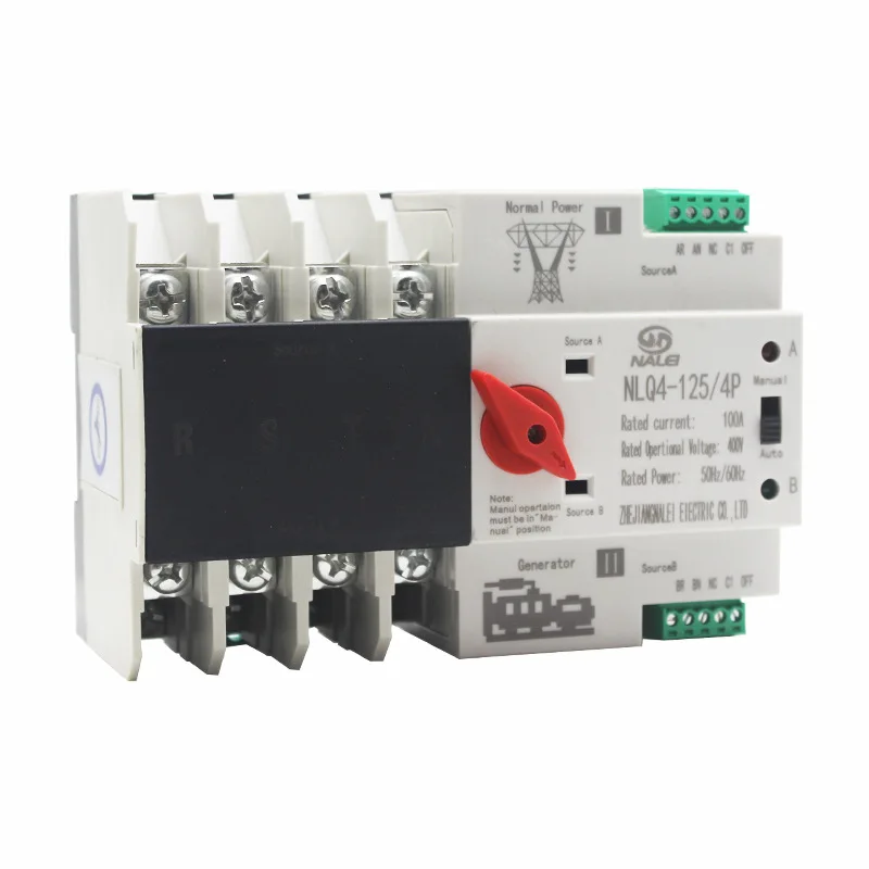 400V mains/generator automatic switching switch millisecond level continuous power dual power switch 4P100A