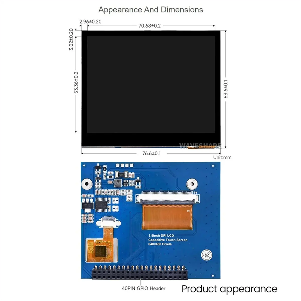 T1709C-3.5inch LCD Capacitive Touch Screen for 640x480 DPI Display Touch Screen IPS Touch Display HOT
