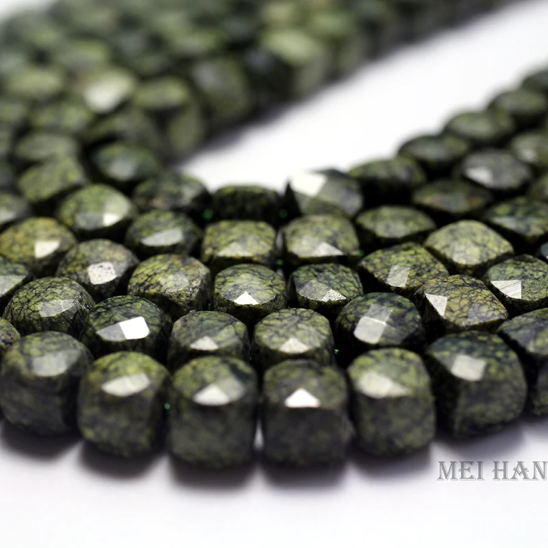 Meihan (Free Shipping) natural 8*8mm Russian Serpentine faceted Cube loose gemstone beads for jewelry making diy design