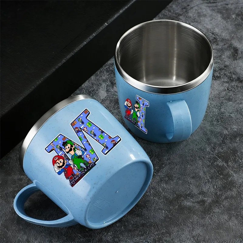 Tazas de Acero Inoxidable de Doble Capa Anti-escaldaduras Super Mario Bros, Taza para Café, Leche, Té, Agua, Regalos para Fiestas de Cumpleaños