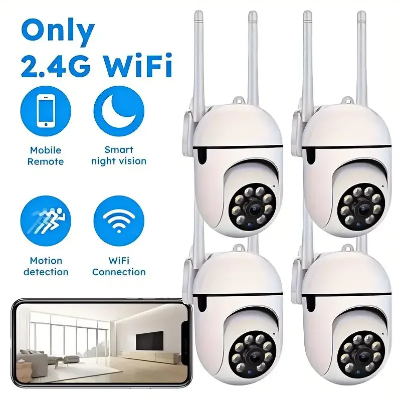 

4 шт., 3-мегапиксельная Wi-Fi камера, 2,4 ГГц, радионяня, внутренняя камера безопасности с приложением для телефона, двусторонняя аудиосвязь, инфракрасное ночное видение