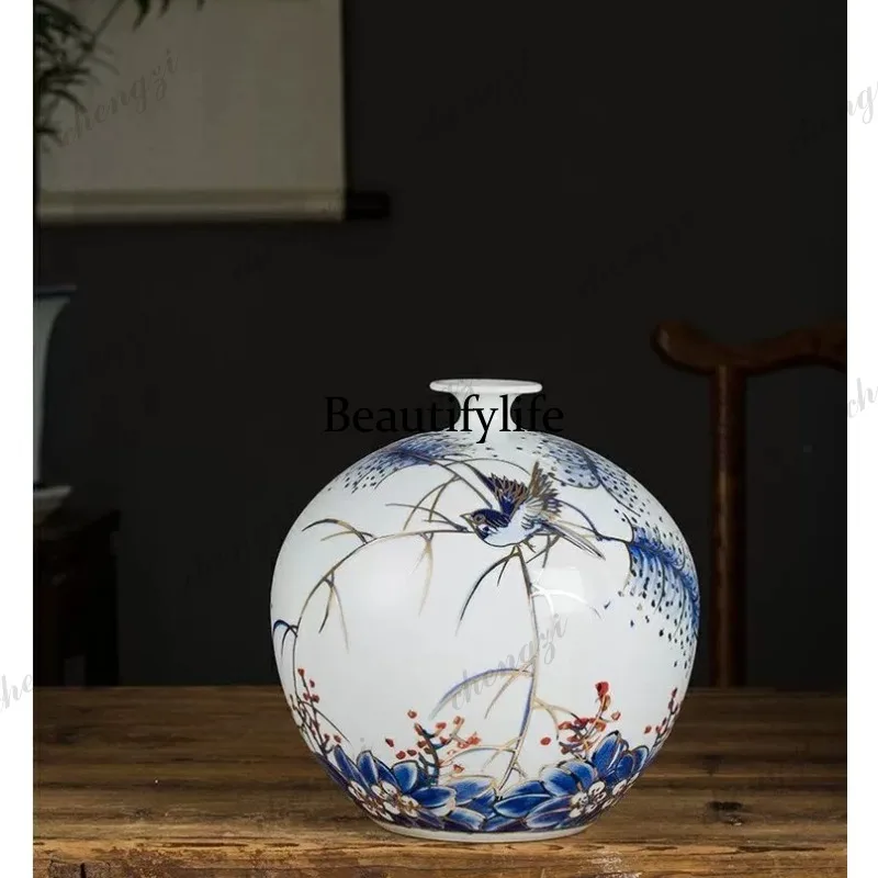Jingdezhen ceramics gold-painted Chinese vase modern simple home decoration ornament crafts