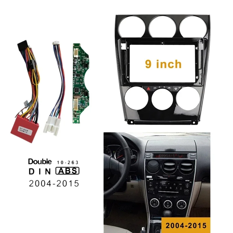 

OLAVGDN New-9 Inch 2DIN Car Instrument Panel Frame DVD Navigation Panel Frame Radio Panel For Mazda 6 2004-2015