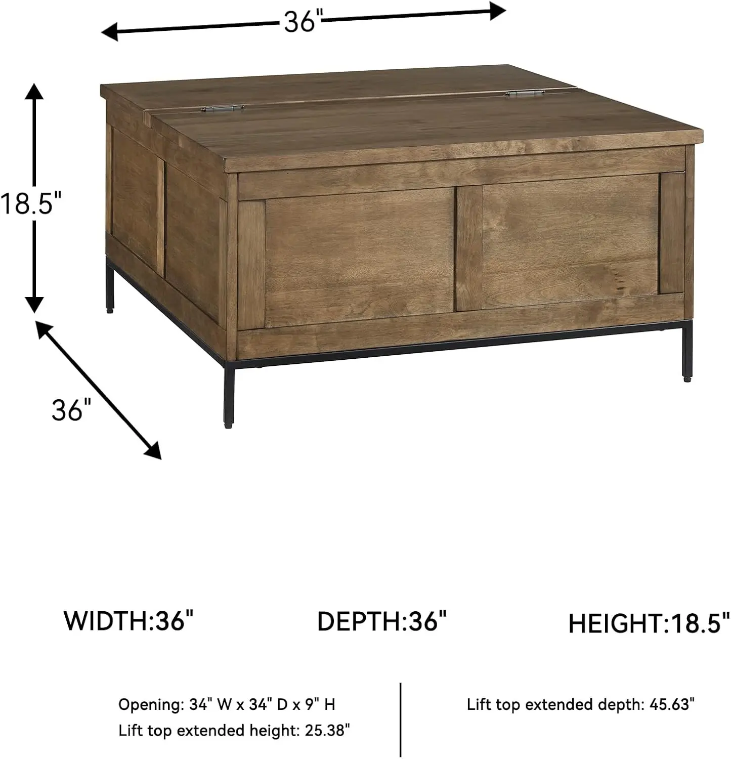 Signature Design by Ashley Torlanta Casual Lift-Top Coffee Table with Hinged Design and Storage, Light Brown & Black