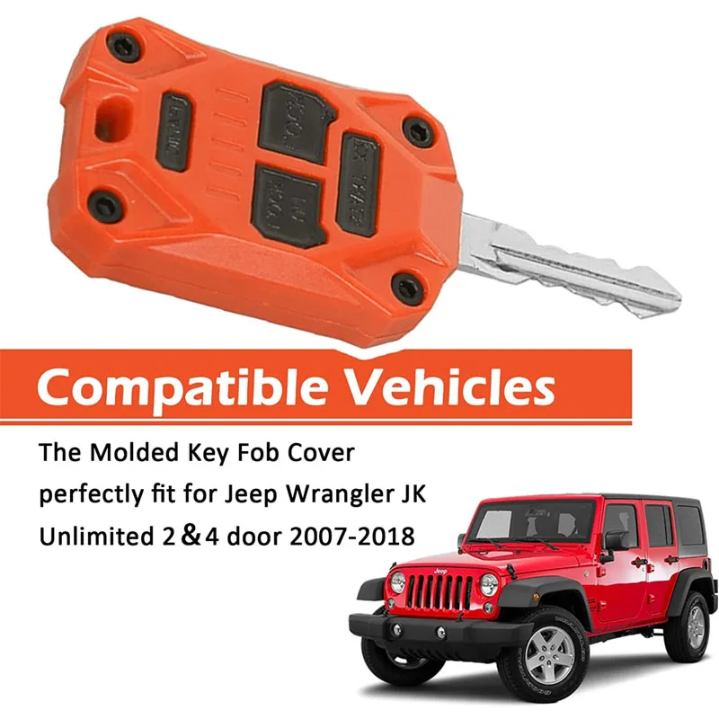 Nony Automotive Key Fob Cover Case, Key Fob Protector, Durable Injection Molded Key Fob Cover For 2007-2018 Jeep Wrangler JK