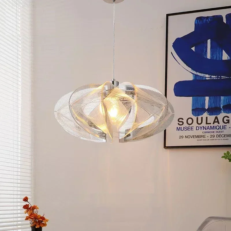 

Minimalist Restaurant Chandelier Modern Wrought Iron Handmade Mesh Creative Indoor Lighting Home Decor Ceiling Pendant Lights