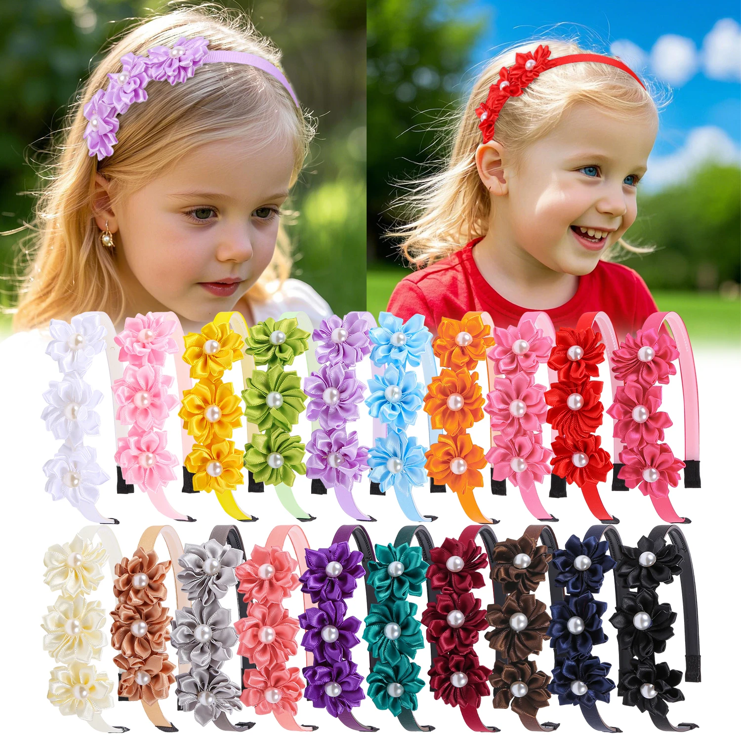 

5/10pcs Horned Pearl Flower Headbands For Girls Stain Plastic Teeth Hair Hoops For Kids Women Daily Cute Hair Accessories
