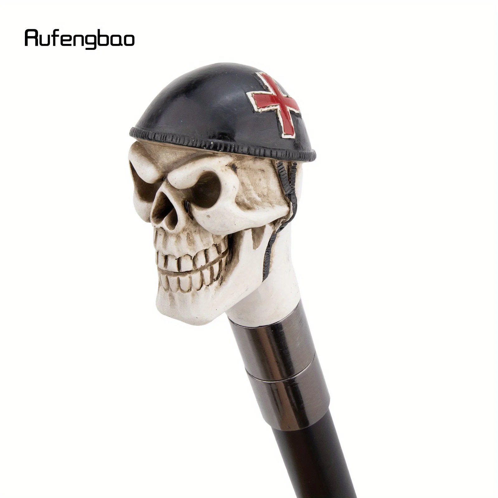 Witte Hars Helm Schedel Hoofd Riet Mode Decoratieve Stalen Stok Elegante Cosplay Riet Knop Crosier Prestaties Stage Riet 94cm