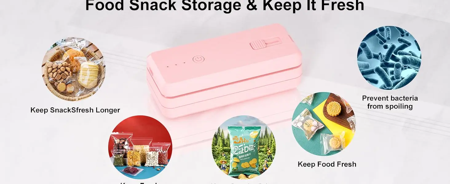 Portable 2-in-1 Mini Bag Sealer with Heat Seal & Cutter Magnetic Handheld Chip Bag Sealer for Snacks Candies Food Storage