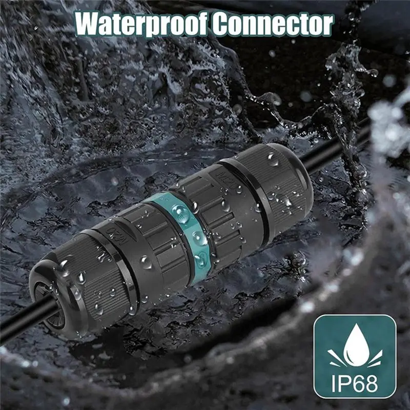 DT39 IP68 Waterproof for Junction Box Cable Connector 4 Pack, 2 Way 3 Pole Outdoor Electrical Wire Connectors M20 PA66, for