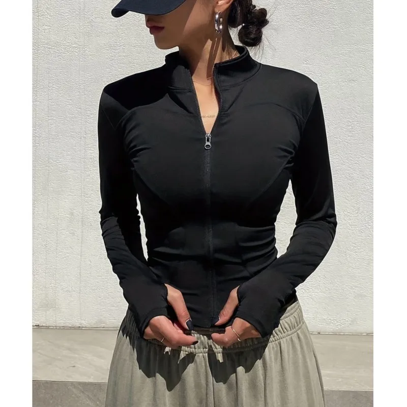 Women's yoga jacket Pilates training slimming top quick drying outdoor sports running cycling fitness suit