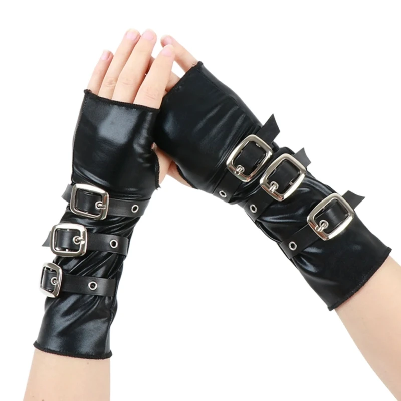 367c-punk-luvas-sem-dedos-respiravel-couro-do-plutonio-fivelas-ajustaveis-​​braco-mangas-handwear-para-motociclismo-e-palco