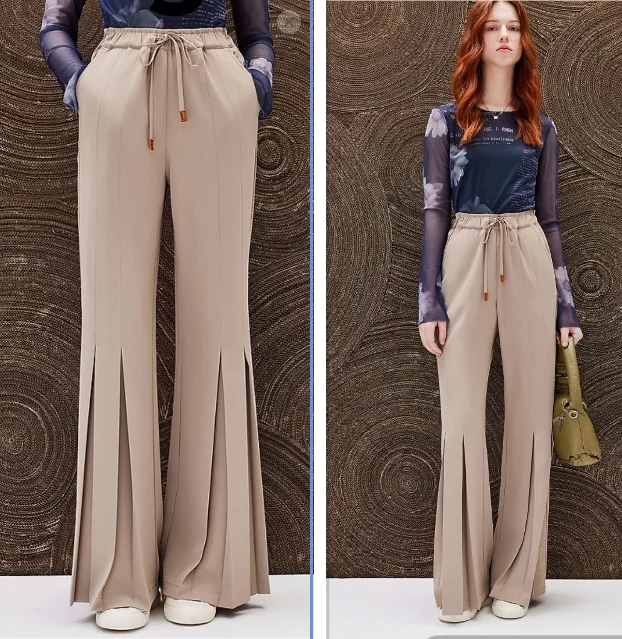 

Foreign trade original single Spanish spring and autumn embroidery loose slit casual pants