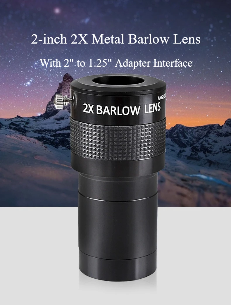 1PC Premium Metal 2X Barlow Lens 2 Inch M42 Thread High Magnification Professional Astronomical Telescope Optical Accessory