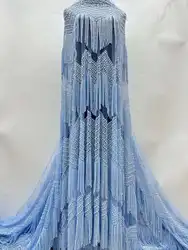 Latest 3D Tassel Sequined Lace African Lace Fabric 2024 High Quality tube beads Net Nigerian Lace Fabrics 5 Yards for Women  TC