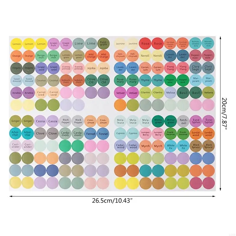 U0DE 192 قطعة/ورقة ملصقات ورقية ملونة عملية للزجاج زجاجات الزيت العطرية غطاء غطاء تسميات فارغة