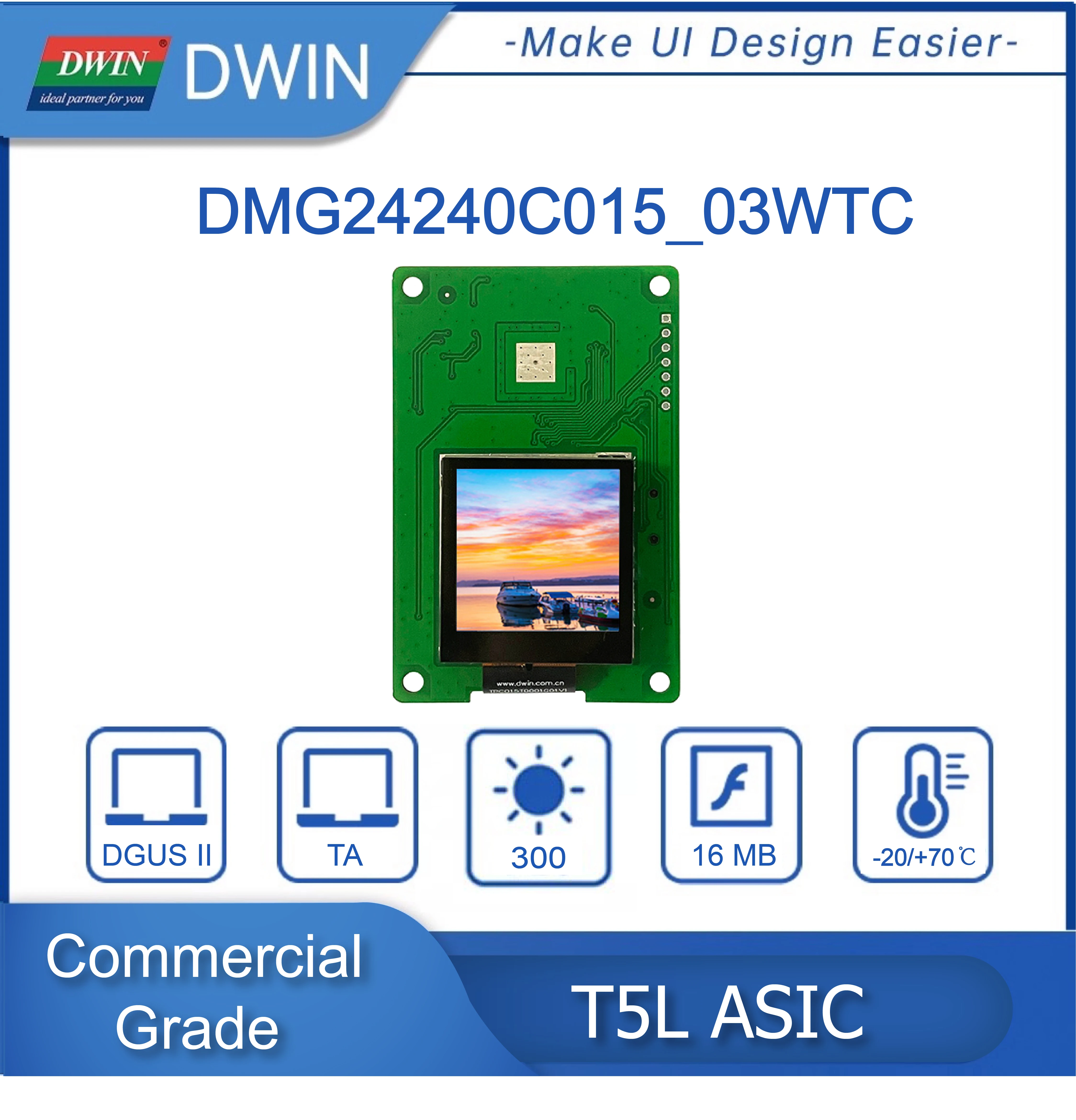 Dwin 1.54 Inch Smart Lcd Diaplay, 240*240 Resolutie Hmi, Sluit Om Lcm Module DMG24240C015_03W