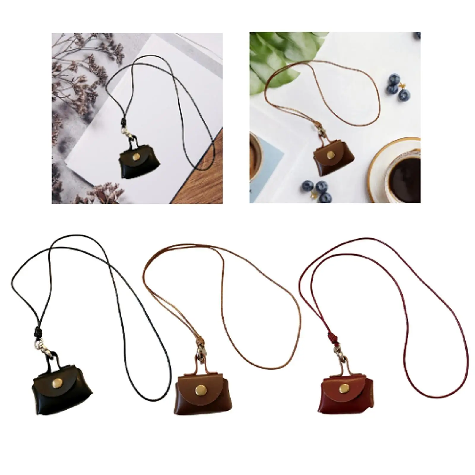 Hanging Neck Pouch Headphone Bag Pendant Mini Wallet Compact Earphone Carrying Case with Lanyard Key Bag for Jogging Shopping