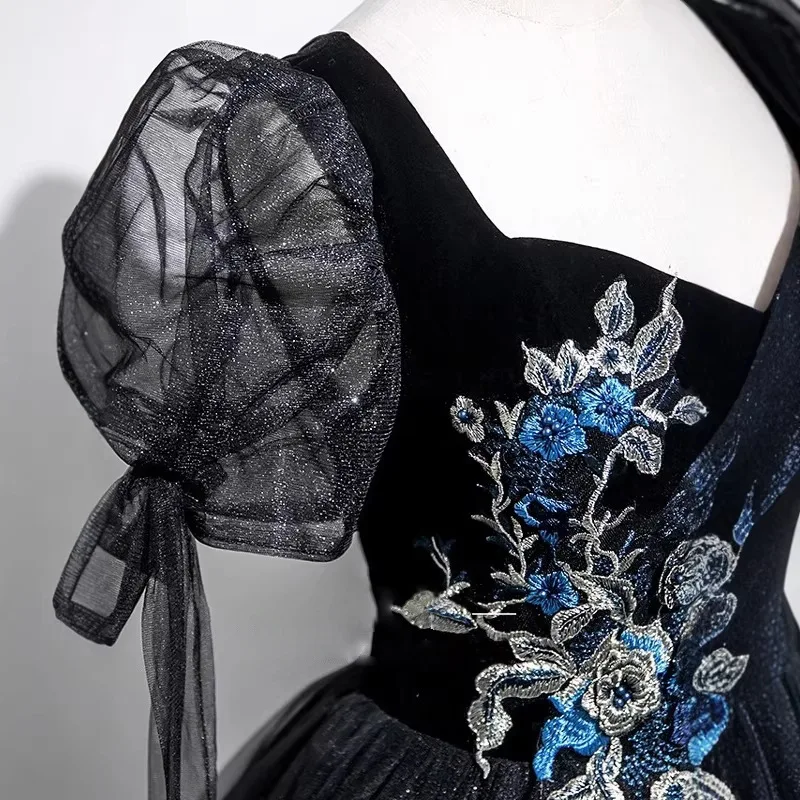 Vestido de noche, vestido esponjoso, actuación en solitario, disfraz de presentador, examen de arte vocal, vestido de canto para estudiantes, estilo largo, adelgazante