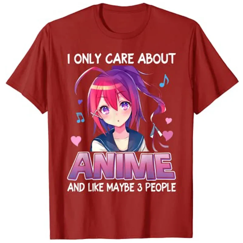 Saya hanya peduli tentang Anime Manga Jepang Otaku hadiah gadis remaja T-Shirt Harajuku atasan Y2k pakaian estetika komik pakaian wanita