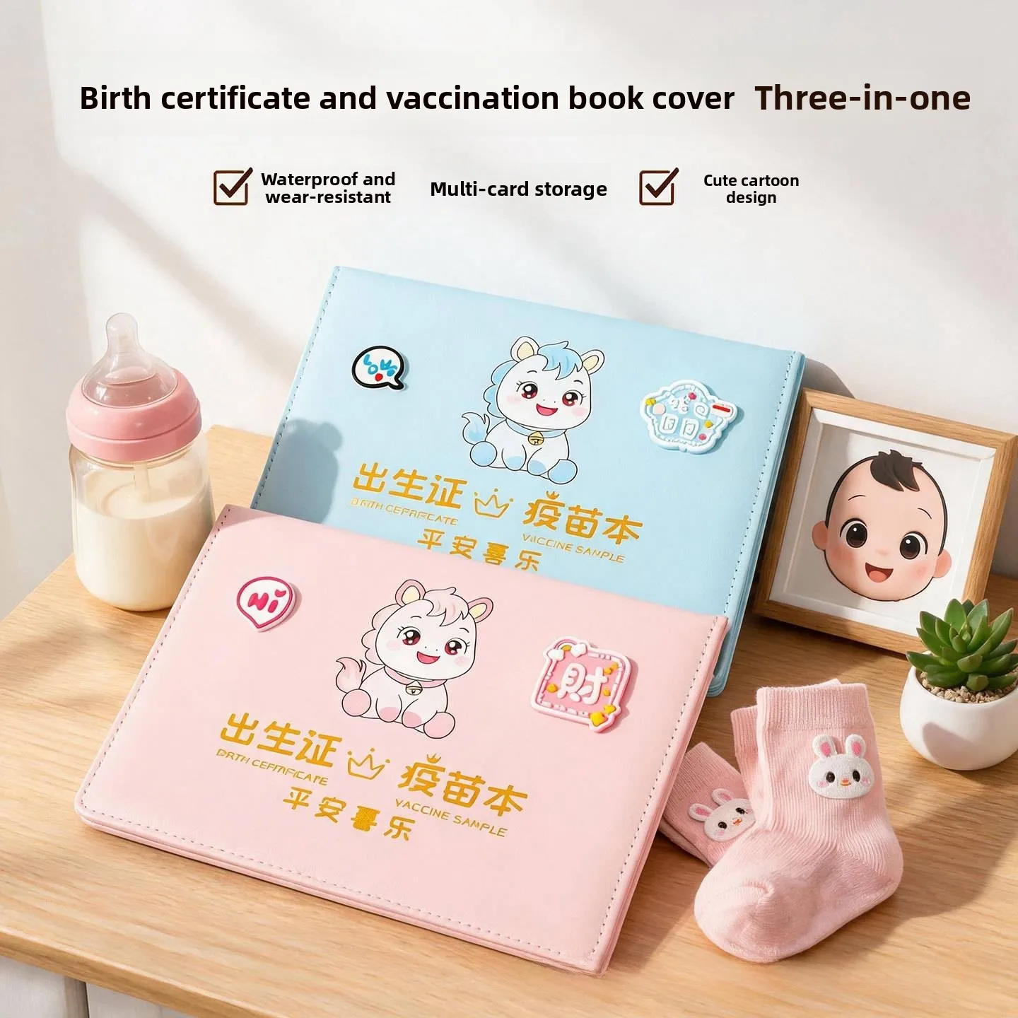 protege-acte-de-naissance-multifonctionnel-trois-en-un-pour-bebe-logo-personnalisable-porte-documents-pour-nouveau-ne
