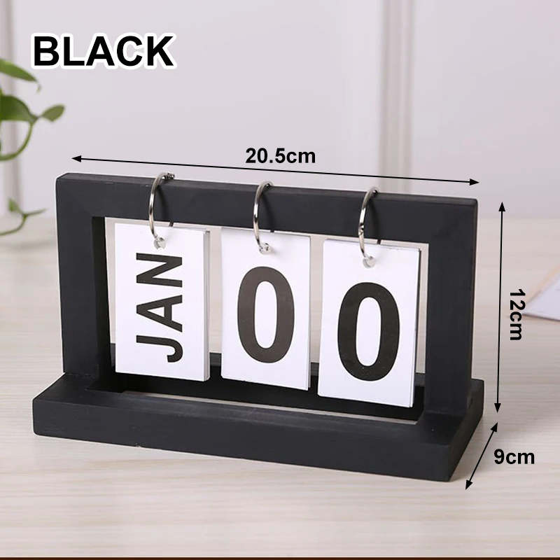 Wooden Perpetual Calendar Flip Month Date Display Desktop Schedule Daily Planner Office Home Decoration Photography Props