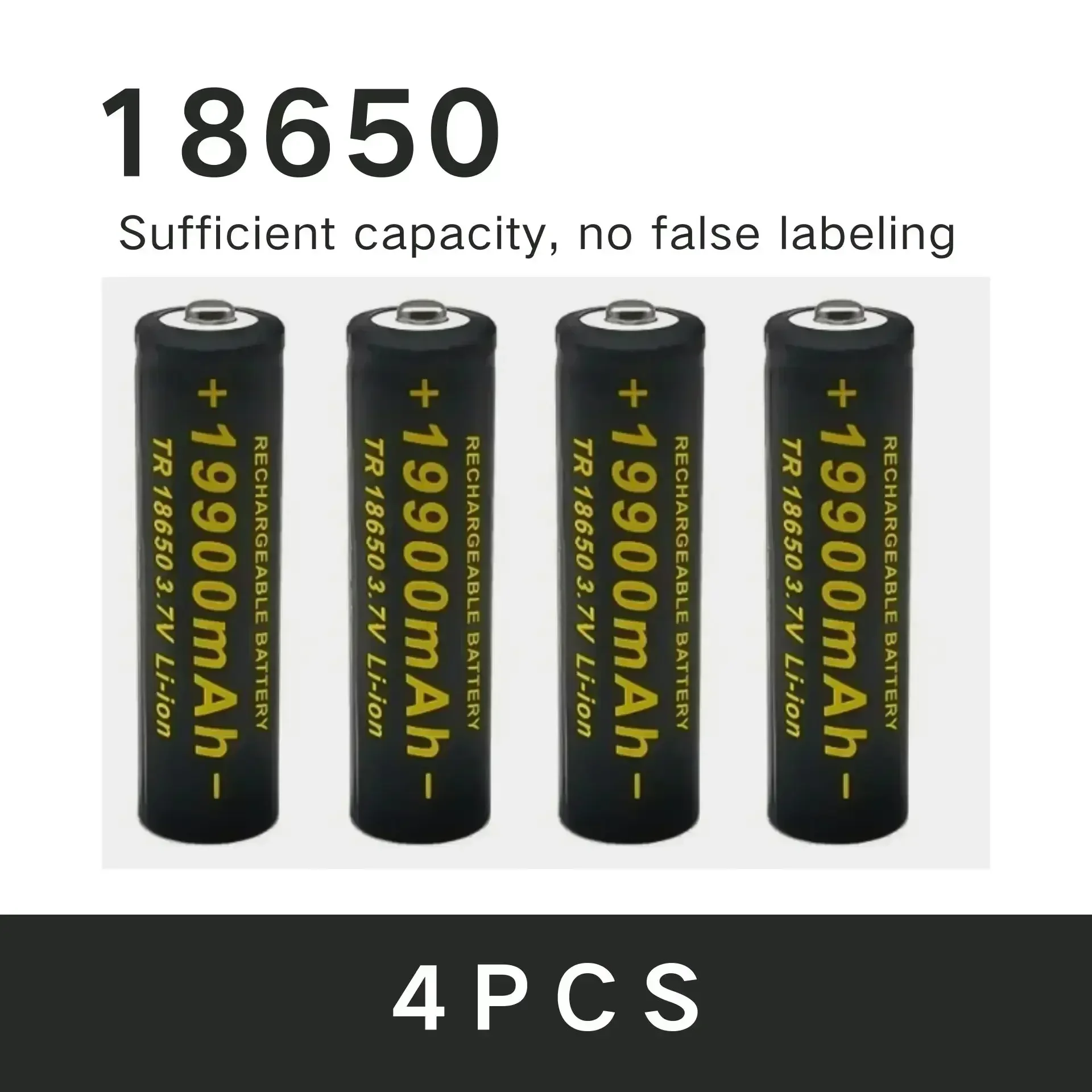 

100% New 18650 Rechargeable Battery 3.7V 19900 Mah, Suitable for Flashlights, Etc