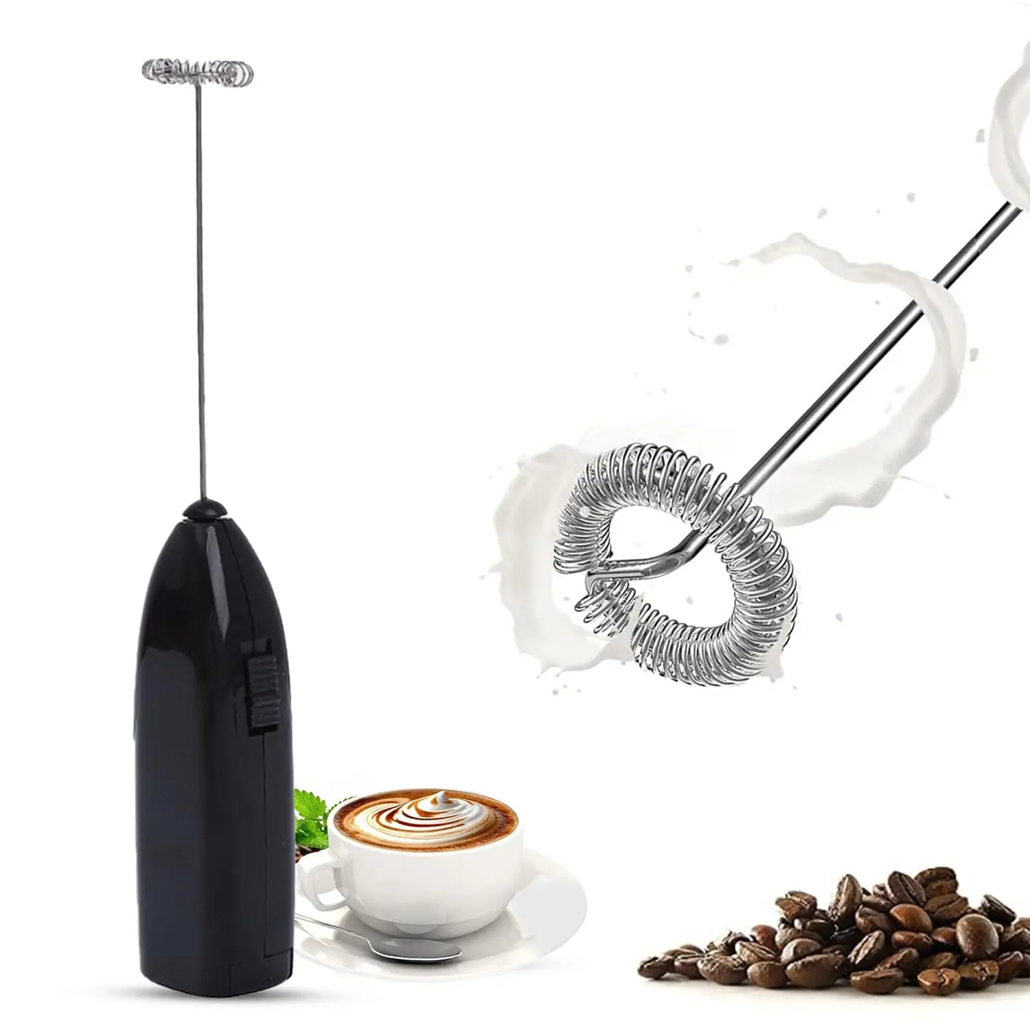 Batedor De Ovo Elétrico Leite Frother Para Café Cozinha Doméstica Mini Aço Inoxidável Café Leite Chá Liquidificador