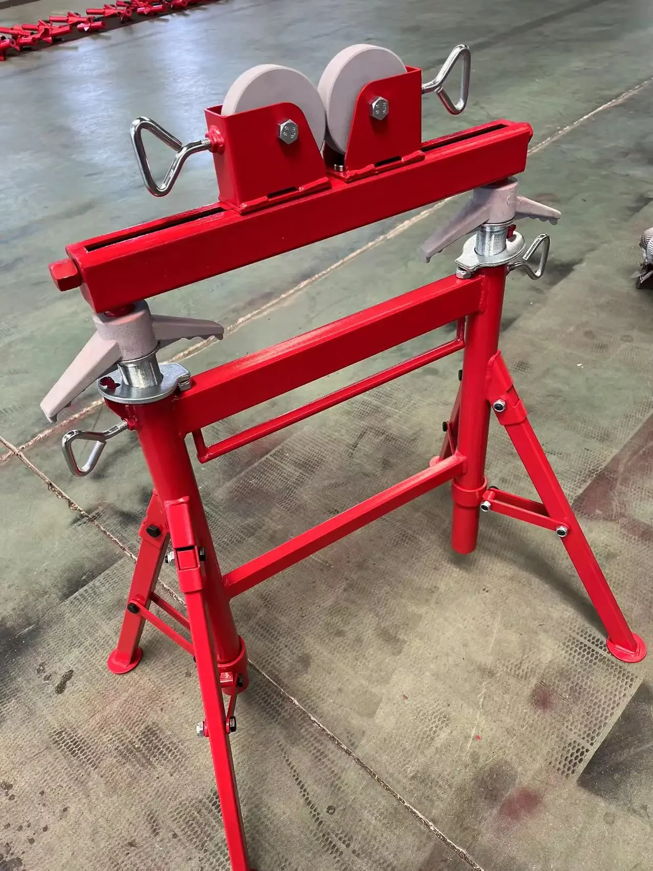 2025Vier Bein höhenverstellbare Doppelrollen-Rohrständer H403 E-Work Heavy Duty