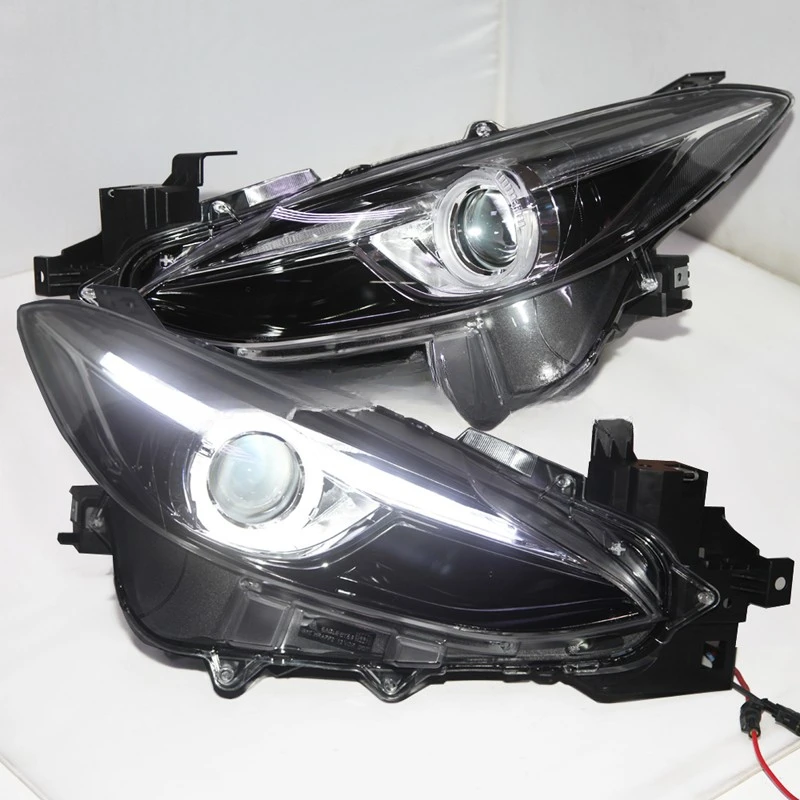 

For MAZDA 3 Axela 2014 to 2015 year LED Head lamp LED angel eyes Front light Black housing LF