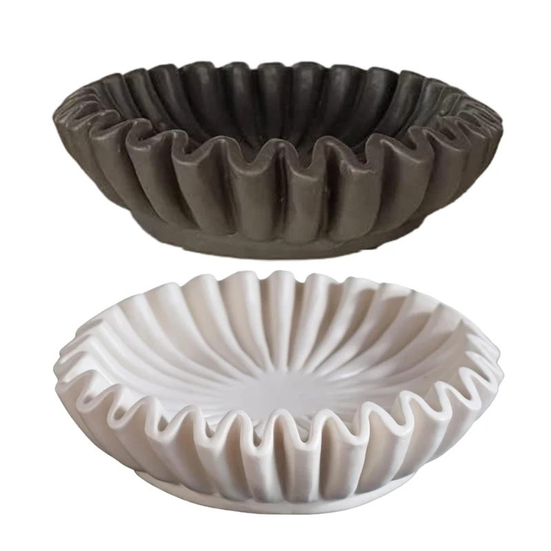 Black/White Decorative Tray Muti-Functional and Fashionable Scalloped Fruit Bowl