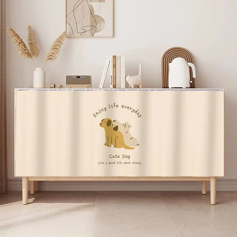 VIKAMA Two Cuddly Puppies Bathroom Cabinet Curtain for Sink Vanity Dust Cover Skirt Modern Aesthetic Hanging Home Decor