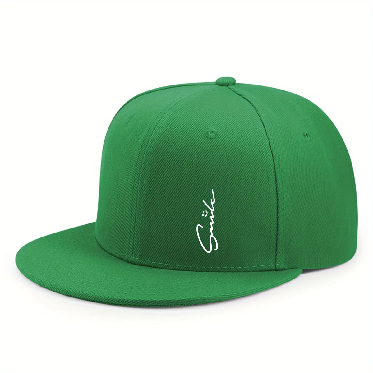 Stilvolle Baseballkappe mit Buchstaben-Smiley-Gesicht-Aufdruck für Männer und Frauen, verstellbarer Sonnenschutz, gewebter Sonnenhut mit flacher Krempe, Gorras – Detail 2