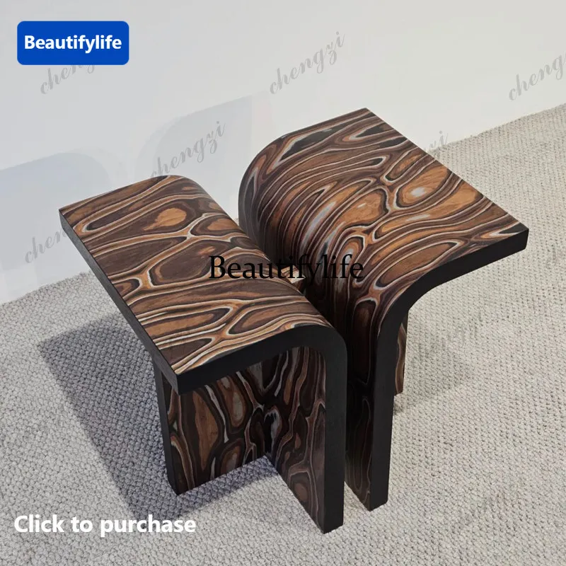 Medieval solid wood art sticker creative side few model room next to the sofa special-shaped coffee table household