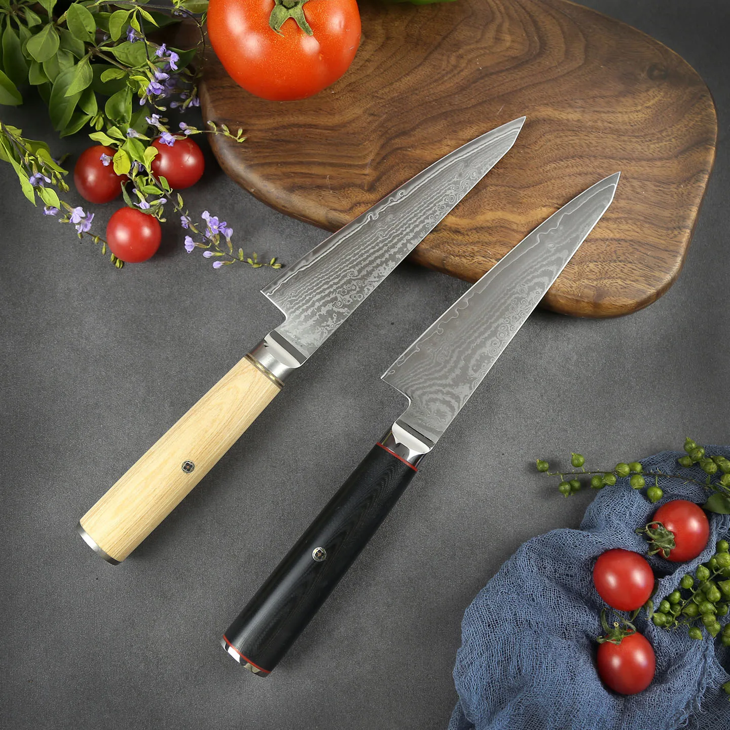 6 Inch Utility Knife S35VN Powder High-Speed Steel Core Damascus Steel Blade Chef Cleaver Paring Kiritsuke BBQ Kitchen Knives