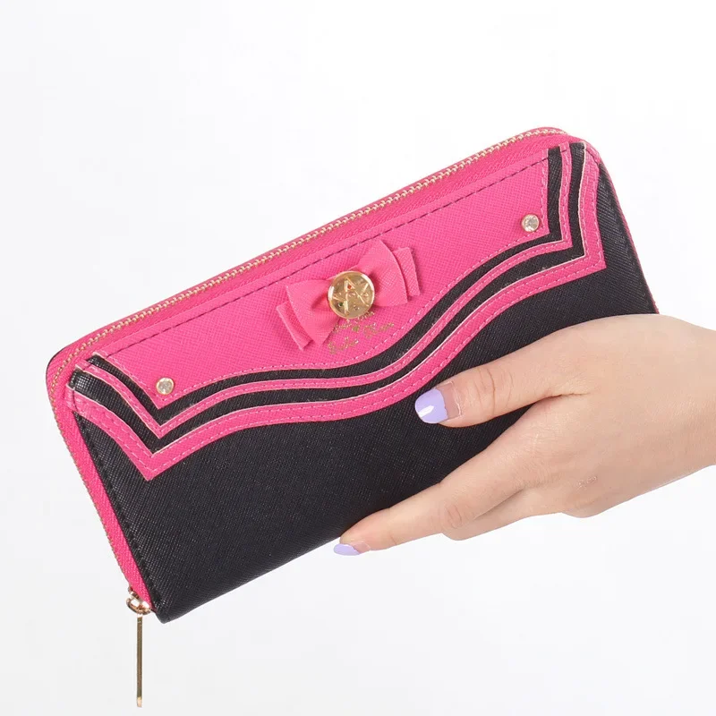 Anime Cartoon Sailor Moon Designer PU Leather Long short Wallet bow pattern Women Japanese Fashion Brand Lady Zipper Purse gift