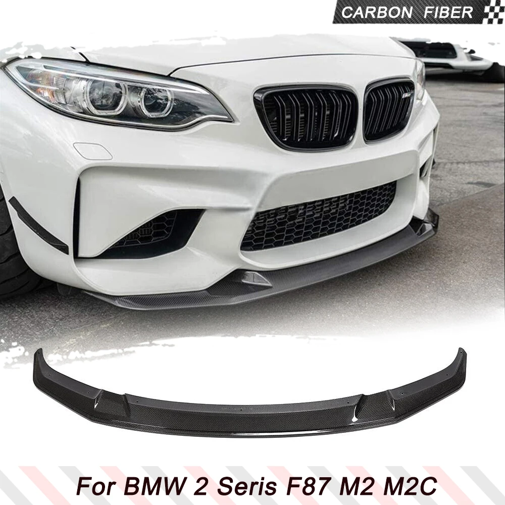 Car Front Bumper Lip Spoiler Splitters for BMW F87 M2 Competition M2C 2017 - 2020 Carbon Fiber Front Lip Guard Chin Spoiler