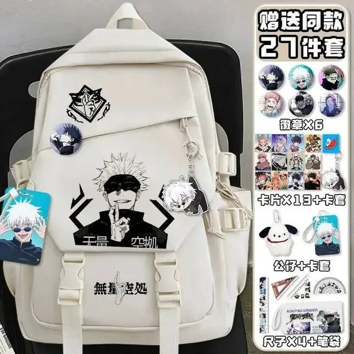 

Черно-белые школьные сумки Jujutsu Kaisen для студентов и подростков, рюкзаки Mochilas большой вместимости для аниме-игр