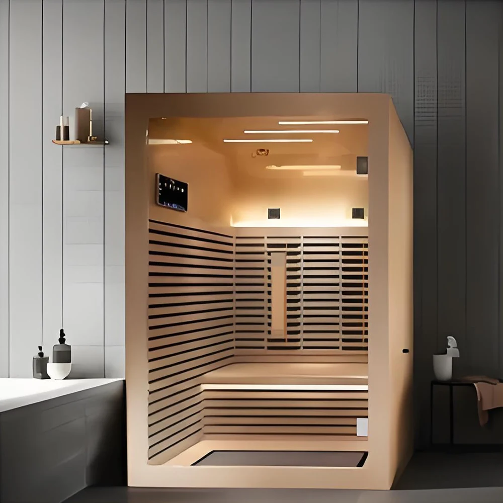 Outdoor Sauna Room, Canadian Hemlock and Red Cedar Solid Wood, Traditional Dry Steam Sauna, Home Spa, Electric Sauna Heater view 5
