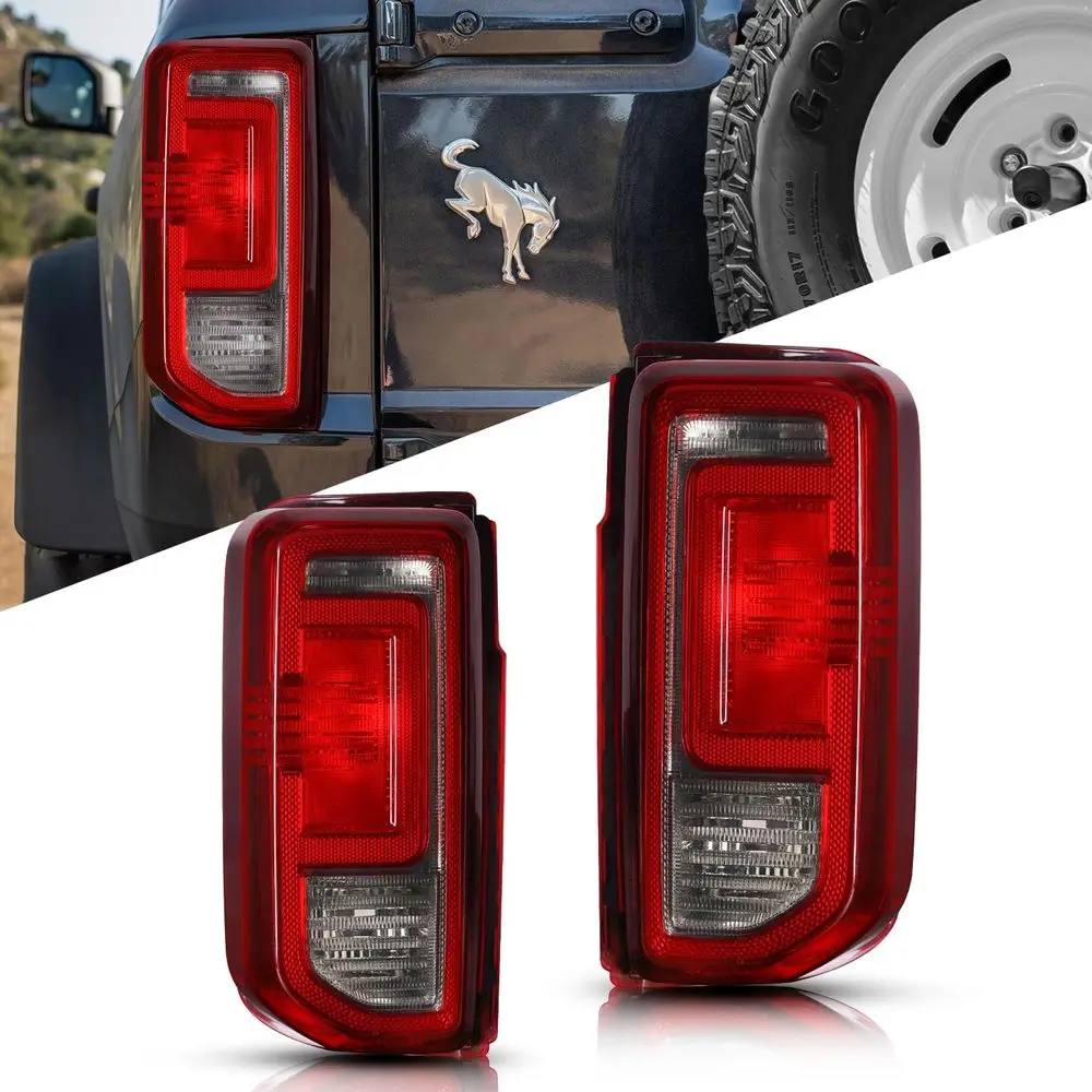 Smoked Tail Lights for Ford Bronco 2021-2024(Halogen Only), OE Style Rear Lamps for Bronco, Taillights Pair (No Bulbs)