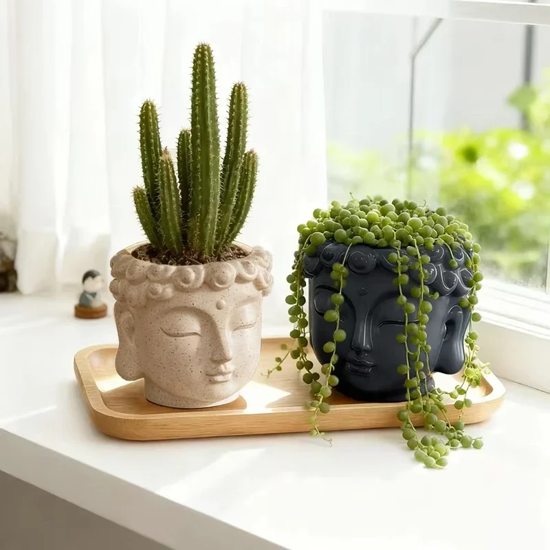 Creative Buddha Statue Flowerpot Green Potted Plants Container Home Courtyard Garden Decor Resin Handicrafts Ornament Gift