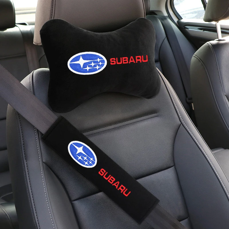 Soft Pillow set Car Neck Pillow&Seat belt pad Protector For Subaru Forester Impreza Legacy Outback WRX STI Crosstrek