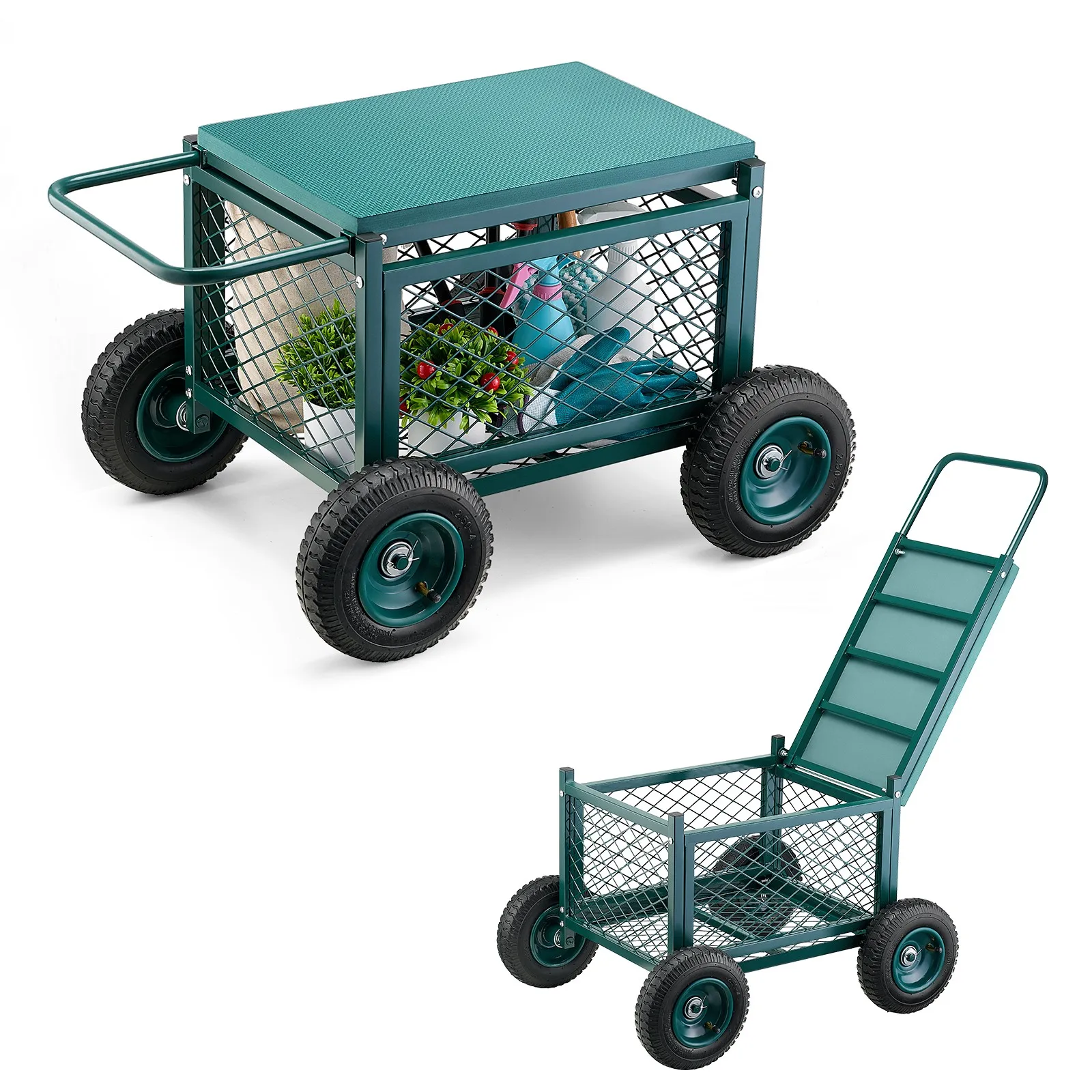 

VEVOR Rolling Garden Seat with Wheel 400LB Heavy Duty Metal Garden Cart