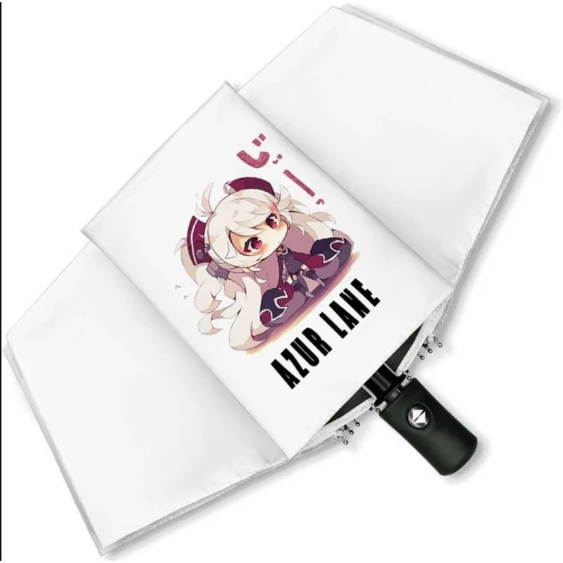 أسود أبيض أزرق أرشيف أنيمي شعبية المضادة للأشعة فوق البنفسجية، مظلة المطر التلقائية المدمجة للمرأة رجل فتاة صبي أطفال طفل المراهقين #2