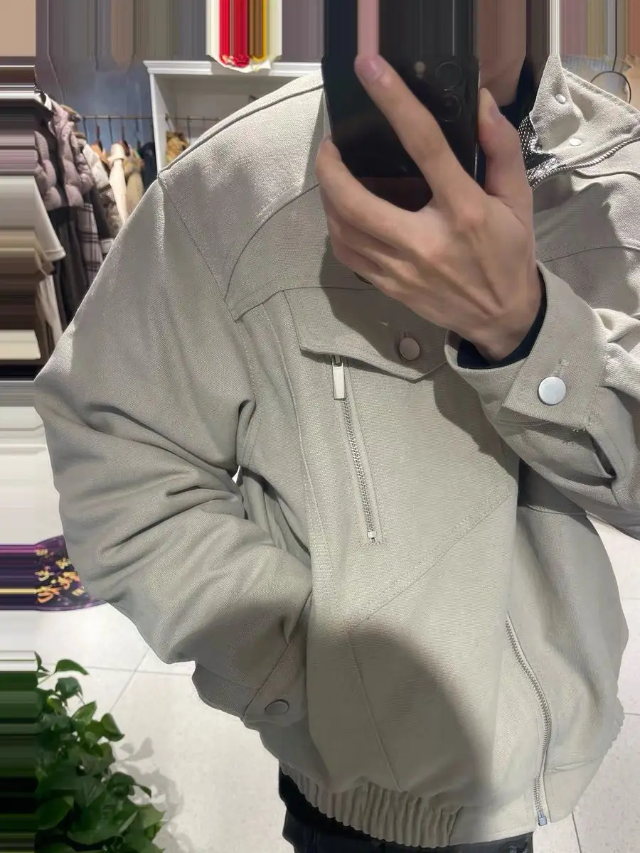 

Мужская куртка-бомбер из канваса с принтом под змеиную кожу, весна-осень, модная, приталенная, с длинными рукавами, на молнии, повседневная