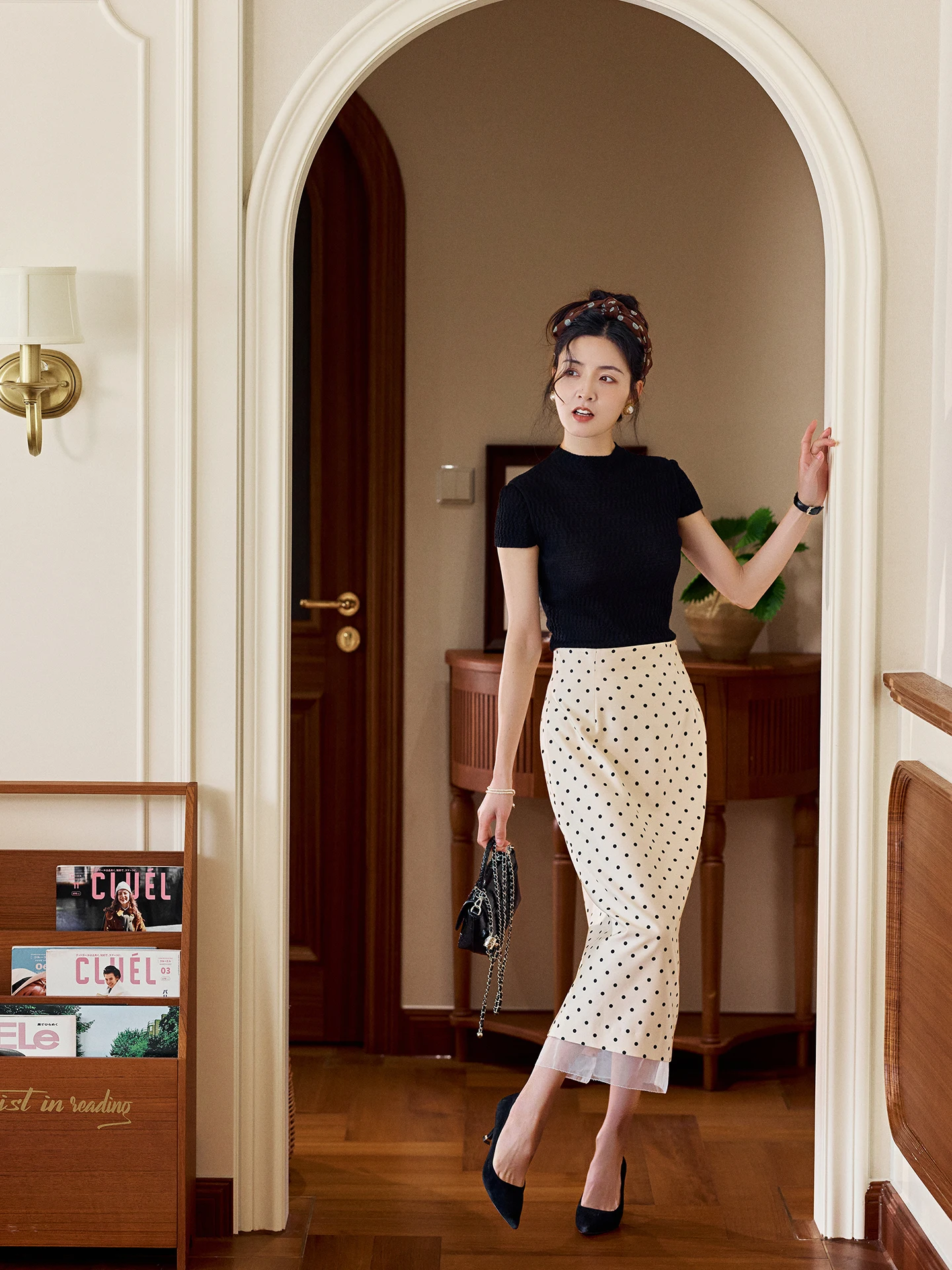 

Элегантная ретро-юбка в горошек с сетчатыми вставками, облегающая, с высокой талией, в стиле кино, женская, из полиэстера