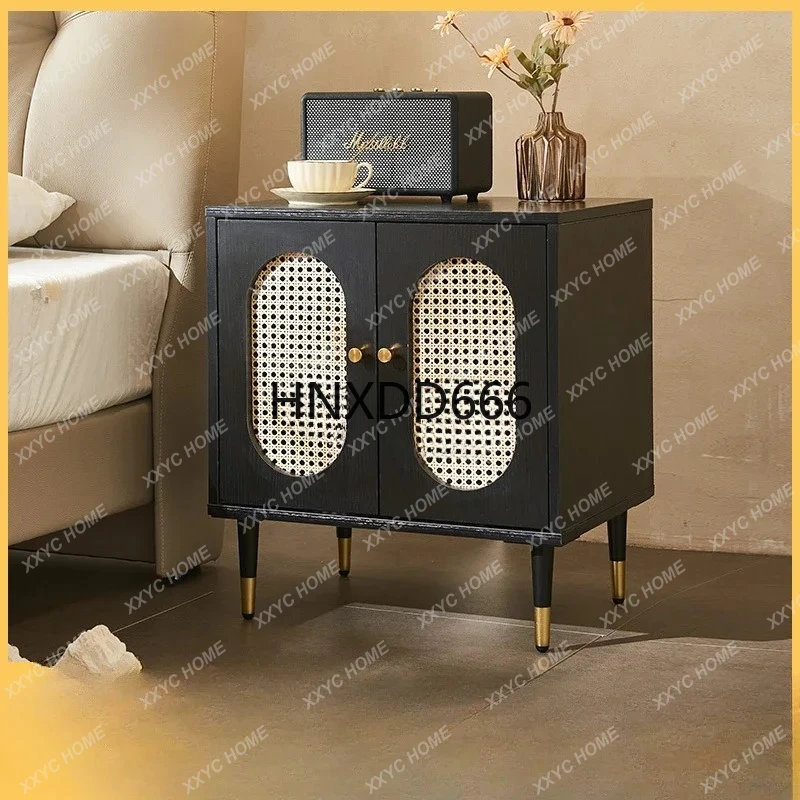 Wabi Sandy Wind Medieval Rattan Bedside Table Nordic Simple Modern Storage Cabinet