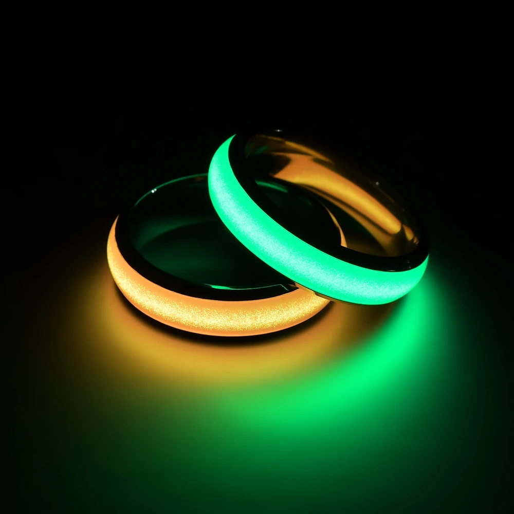 Novelty Stainless Steel Luminous Rings Stainless Steel Noctilucent Tabs Men Ring anillos mujer bague femme