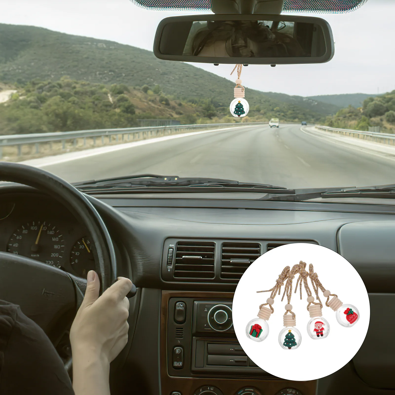 

4 PCS Hanging Christmas Car Essential Oil Diffuser Cars Mounted Air Freshener Diffusers for Oils Aromatherapy Pendant